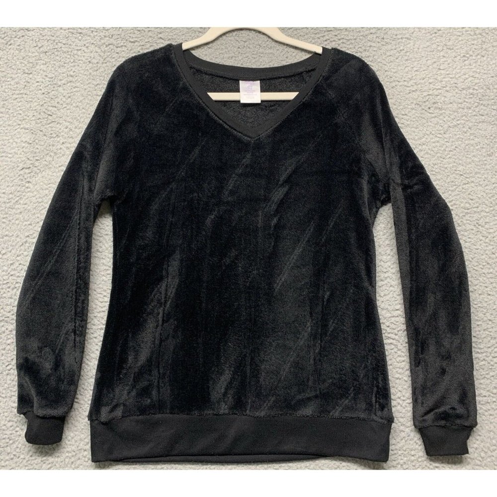 Secret Treasures Women's Velour Sleepwear Top V-Neck S/CH (4-6) Black Soft NWOT